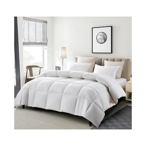 Serta Goose Feather Down Fiber Cotton Comforter King Size - 100% Cotton Duvet Insert - Hotel Luxury Hypoallergenic Bedding Comforter All Season Medium Warmth 106 x 90 Inch White