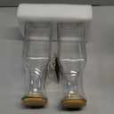 Glass Carafe with Bamboo Lid, Square 35 Oz Beverage Dispensers Carafe, Mimosa Bar Supplies, Clear Glass Pitcher with Name Labels for Iced Tea, Coffee, Juice(Set of 2)