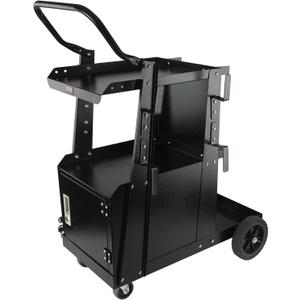 VEVOR 2-Tier Welding Cart, Welder Cart Heavy Duty with Anti-Theft Lockable Cabinet, 360 Swivel Wheels, Tank Storage Safety Chains for TIG, ARC, Plasma Cutter - 265LBS Static Weight Capacity