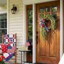 Daifunli Patriotic Wreath for Front Door 16 Inch Red White Blue Wreaths Memorial Day 250th Anniversary 4th of July American Flag Decorations for Independence Day Wall Window Home Porch Holiday Decor