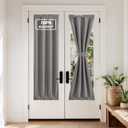 NICETOWN 100% Blackout Linen French Door Curtain - Thermal Insulated Side Door Window Curtain Panel for Front Entry Way/Kitchen/Dining Room/Bathroom, Dark Grey, 1 Panel, 30W by 72L inches