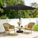 MEWAY 9ft Patio Umbrella Outdoor Table Umbrellas with Push Button Tilt and Crank, Market Umbrella 8 Sturdy Ribs for Deck, Garden, Pool and Backyard, Black