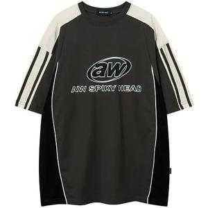 Mens Oversize Graphic Raglan T Shirt Vintage Letter Print Speedway Racing Tees Casual Unisex Streetwear Tops Size L