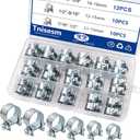 Tnisesm 32Pcs 1/4inch 5/16inch 3/8inch Fuel Injection Gas Line Hose Clamps Clip Pipe Clamp Assortment Kit, Hoses Clamps Sleeving,For Automotive Diesel Petrol Pipe
