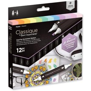 Spectrum Noir Classique Create Alcohol Marker Dual Nib Pens Set-Pastel-Pack of 12