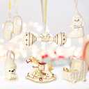 Lanpn 6 Pcs 2025 Baby's First Christmas Ornament 4" 5.5", 1st Xmas Tree Ornaments Gift Set for Baby Boy Girl, Christmas Newborn New Bebe Keepsake, Personalised Name Holiday Hanging Decor, Beige