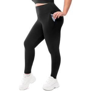 Leafigure Plus Size Leggings with Pockets for Women - High Waisted Buttery Soft Yoga Leggings for Workout, Size 3XL