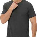Mens T-Shirts Crew Neck Shirts Athletic Fitted Plain Basic Tees Soft Cotton Blend Comfort T Shirts for Men (Gray, M)