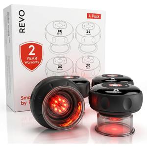 REVO The Original 4in1 Smart Cupping Therapy Massager, Red Light Therapy for Targeted Pain Relief, Knots, Aches, Muscle Soreness, Circulation & Tighter Skin, Portable Cupping Kit