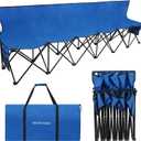 G GOOD GAIN Portable Soccer Bench - Team Bench Soccer 6 Seats with Bag, Sideline Folding Bench, Folded Chair Seating 6 for Football Camp Outdoor Sport Events, Team Chairs for Adults, Blue