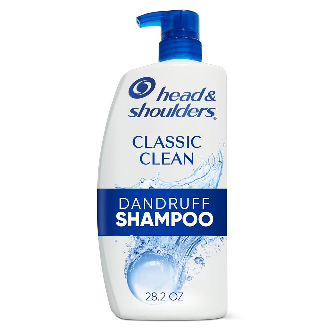 Head & Shoulders Anti-Dandruff Shampoo with 1% Pyrithione Zinc, Classic Clean, Fresh Scent, Daily Use, Moisturizing, Flake Control, Color-Safe, Safe for All Hair Types - Dry, Itchy Scalp, 28.2 Fl Oz