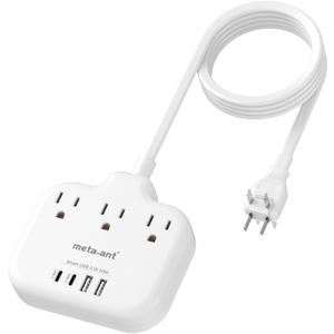 US to Japan Adapter, meta-ant 2 Prong to 3 Prong Outlet Adapter with 3 Outlets & 4 USB(2 USB-C), 5FT Extension Cord, 180 Rotating Flat Plug 1875W, Type A Plug Adapter for USA to Japanese China Canada