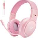 H-10 Gaming Headset for PS4, Xbox One, PC, PS5, Nintendo Switch, Stereo Wired Noise Cancelling Over Ear Headphones with Mic for Kids Adults, Bass Surround, Soft Memory Earmuffs, Pink