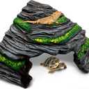 GOZILLA Reptile Hideout Cave,Turtle Tank Accessories Decor,Fish Tank Basking Platform for Bearded Dragon,Snake and Leopard Gecko.(Grey Hill-M)