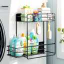 Nieifi Magnetic Shelves for Washing Machine, Heavy Duty, 2 Tier Magnetic Laundry Organizer, Dryer Sheet Holder for Laundry Room Storage, Black