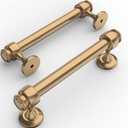 Amerdeco 10 Pack Dark Champagne Bronze Cabinet Pulls 4 Inch Hole Centers, 5 Inch Length Handles for Kitchen Cabinet Hardware,Solid Cabinet Handles for Bathroom Drawer Handles IH0005