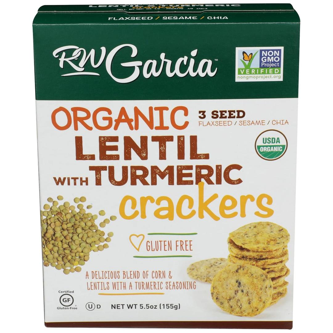 2 x RW GARCIA Organic Lentil Turmeric Crackers, 5.5 OZ (5.5 Ounce (Pack of 1))