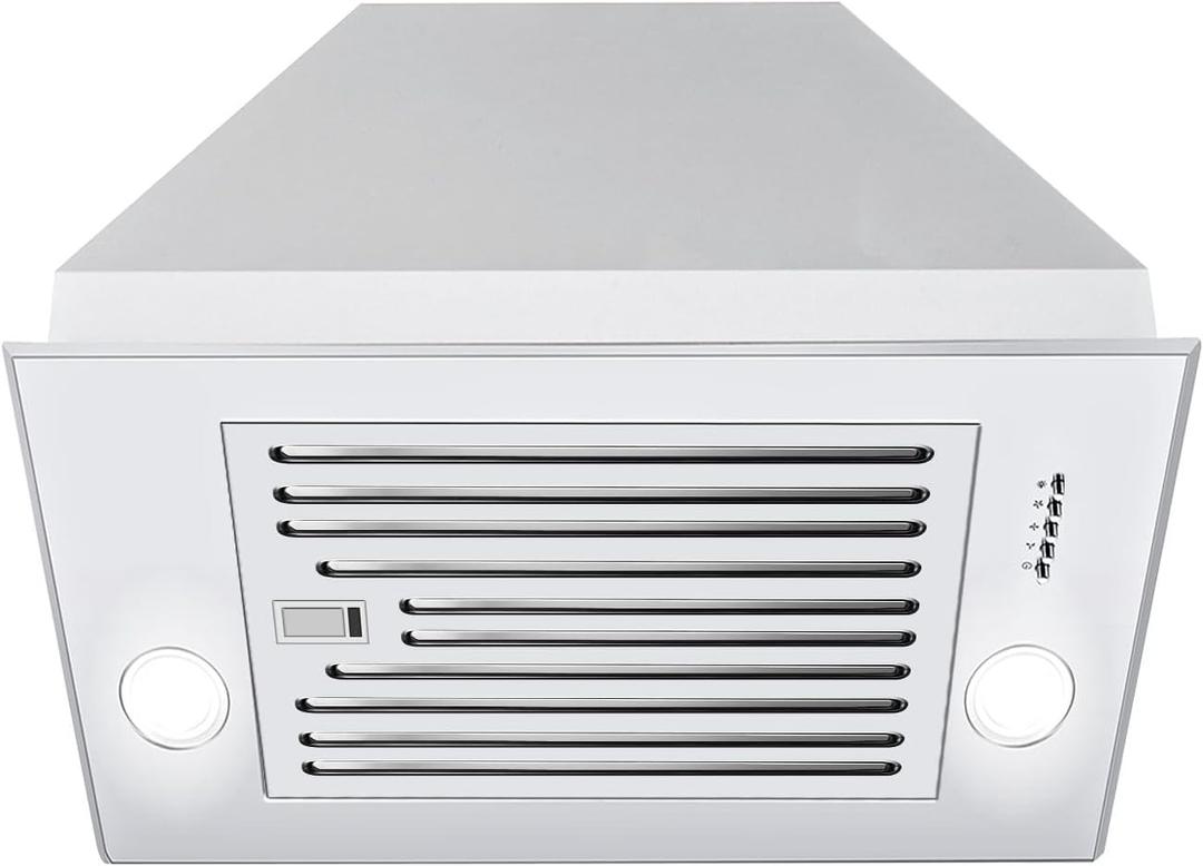 Range Hood Insert 24 inch, Built in Kitchen Hood 600CFM, Ducted/Ductless Convertible Stove Hood with Stainless Steel Baffle Filter, Vent Hood Insert w/ 3 Speed Fan, 2PCS Replaceable LED Lights