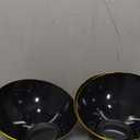 PLASTICPRO Angled Plastic Bowls Disposable Large Plastic Black Serving Bowls with Gold Rim for Party for Appetizer Salads Pack of 4