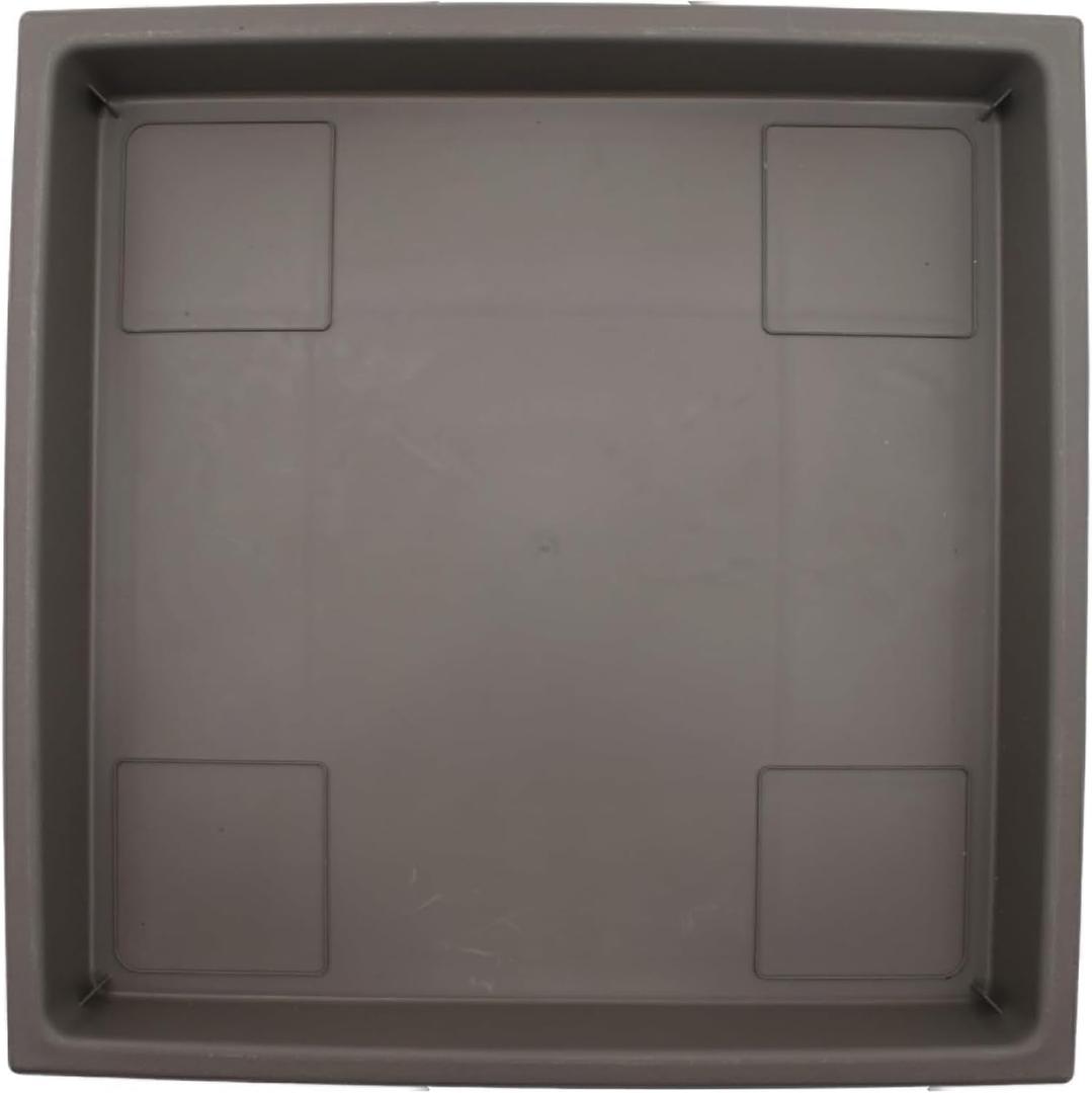 The HC Companies Accent Square Plant Saucer - Durable Plastic Trays for Plants - Square Tray for Water Drainage - UV Resistant Planter Saucer for Indoor & Outdoor Use (14, Cappuccino, Pack of 1)