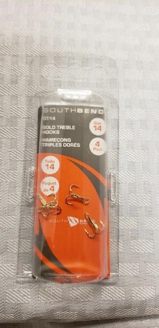 South Bend Gold Treble Hooks | Strong, Extra-Sharp Hook, Reliable & Firm Grip, Durable Hook for Fishing, Pack Of 2