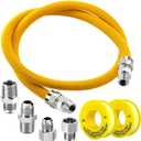 Puxyblue [2025 NEW] 48" Flexible Gas Line Kit for Dryer Stove Range Flexible Stainless Steel Gas Dryer Kit - 5/8" OD(1/2" ID) Dryer Gas Line with Connector 3/4" FIP & 1/2" MIP & 3/4" MIP Fitting