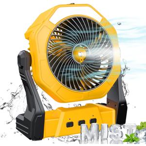 Ausic Portable Misting fan, 8-Inch Cooling Mist Fans, [8-35Hrs] USB Rechargeable Battery Powered Fan with Mister, 250mL Water Tank & LED Lantern, for Home Desk, Bedroom, Office, Outdoor&Indoor Use