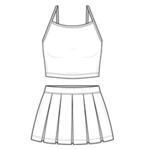 2Pcs set white Skirt with lace top, Small