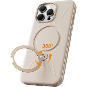 TORRAS 360Spin Stand for iPhone 16 Pro Case 6.3 inch, Fit for Magsafe, Hard PC Mil-STD Protective Scratch-Resistant Case for iPhone 16 Pro Phone Case, Ostand Spin, Dune Beige, 2024