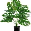 Toopify 19" Large Fake Plants Artificial Palm Tree in Pot for Indoor and Outdoor Home Office Decor (Black-16")
