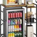 Mini Fridge Stand with Storage Shelves, Wine Cabinet, Microwave Stand, Coffee Bar, TV Stand, Bakers Rack, Beverage Refrigerator Table Adjustable for Dorm Apartment Kitchen Rustic Brown (Original)