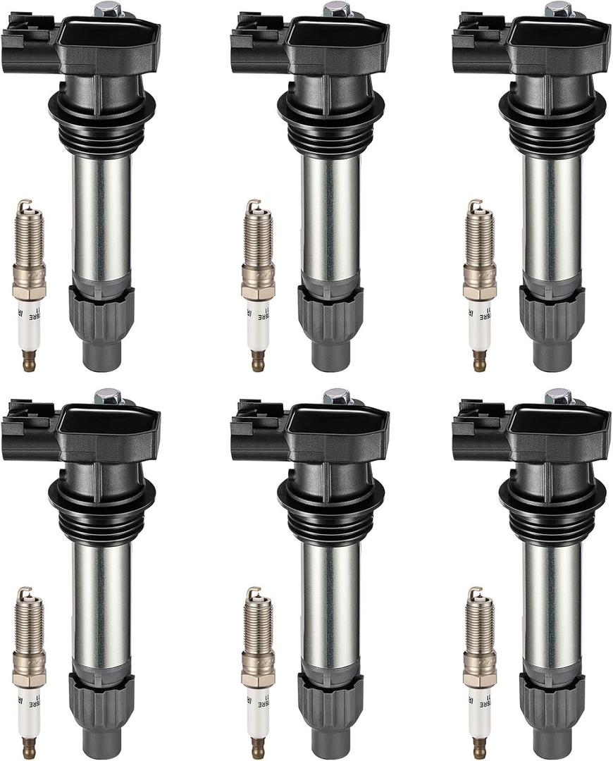 BDFHYK Ignition Coil Pack and Iridium Spark Plugs Compatible with Chevrolet Buick Cadillac GMC Saturn 3.6L and CTS 2.4L 3.0L 3.6L l4 V6 UF-569 41-109, Sets of 6