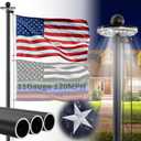 11 Gauge Heavy Duty 25 FT Flag Pole with Solar Light, Unbending 120MPH Wind Resistance, 45K PSI & 95 HBW Hard Aerospace Aluminum Flagpole, In-Ground Flagpole Kit for Outside House