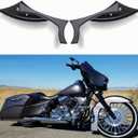 Black Bat Shape Motorcycle Mirrors,Upgrade Rearview Motorcycle Mirrors Compatible with Harley Road King Sportster Street Glide And More