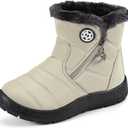 Girl's Boy's Winter Snow Boots Ankle Boots for Kids Boots Warm Fur Anti-Slip (10.5 Little Kid, Beige)