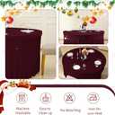 Burgundy Round Tablecloth 60 inch Stretch Spandex Fitted 5FT Round Banquet Tablecloths Wrinkle Free Table Cover Stitch Circle Tablecloth with Ruffle Skirt for Wedding Party Birthday Decor