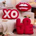Lanpn Valentines Pillows 3Pcs, Plush Throw Pillows Xo Pillow Love Throw Pillow Valentines Day Decorative Cushion for Living Room Bedroom Couch Bed Sofa Valentine Day Decor (Red)