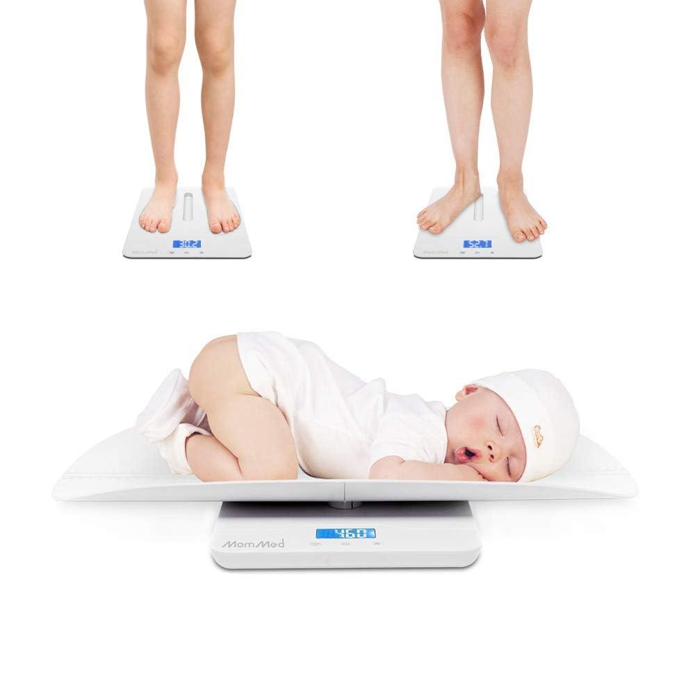 MomMed Baby Scale, Multi-Function Toddler Scale, Baby Scale Digital, Pet Scale, Infant Scale with Hold Function, Blue Backlight, Weight and Height Track (BS-501)