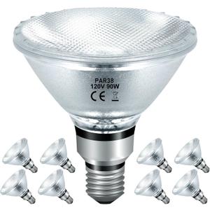 PAR38 Halogen Flood Light Bulbs 90W 120V, Par38 Halogen Light Bulbs 8 Pack for Indoor and Outdoor Floodlight Bulbs PAR38, Reptile Heat Lamp Bulbs with E26 Base, 2800K Warm White, 4050 Lumens