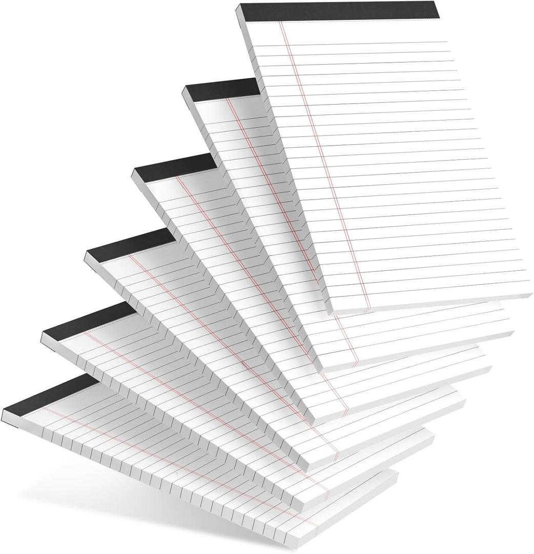 6pcs Small Note Pad 5x8 College Ruled Legal Pads Paper Notepads 6 Pack Study Back Writing Pads 5 x 8 Legal Pads Perforated Narrow Ruled Pads of Paper White