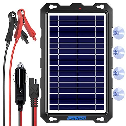 Amazon.com: POWOXI Upgraded 7.5W-Solar-Battery-Trickle-Charger-Maintainer-12V Portable Waterproof Solar Panel Trickle Charging Kit for Car, Automotive, Motorcycle, Boat, Marine, RV,Trailer, Snowmobile, etc. : Patio, Lawn & Garden