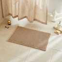 TYUU Waffle Bath Mat, Boho Bathroom Rugs Non Slip Washable Super Absorbent Quick Dry Farmhouse Bathroom Decor, 1'4" x 2' Khaki