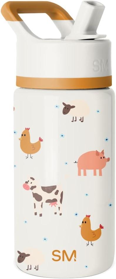 Simple Modern Kids Summit Water Bottle with Straw Lid | 14oz Stainless Steel Cup Insulated Tumbler for Toddlers, School | Farm Animals