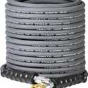 YAMATIC 4000 PSI Pressure Washer Hose 50FT x 3/8", Swivel Quick Connector  Steel Wire Braided, Kink-Free & Non-Marking Rubber Jacket (Gray)