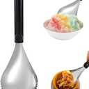Serrated Ice Crusher Spoon,Multipurpose Metal Ice Scoop Ice Cream Scoop for Smoothies Shaved Ice Frozen Cocktails,Fruit Corer Scraper Pumpkin Scooper Tool (Black)