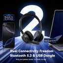 Gixxted (2026 Upgraded) Wireless Headset with Mic for Work, Bluetooth Headset with Noise Canceling Microphone, Wireless Headphones with Mic and USB Dongle and Mute, Fit for Computer/PC/Teams