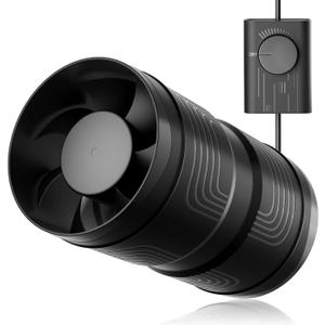 Hon&Guan 4 Inch Upgrade Inline Duct Fan with Stepless Speed Controller - 130 CFM, 6W Low Power, Low Noise Ventilation Fan for Grow Tents, Hydroponics, Basements