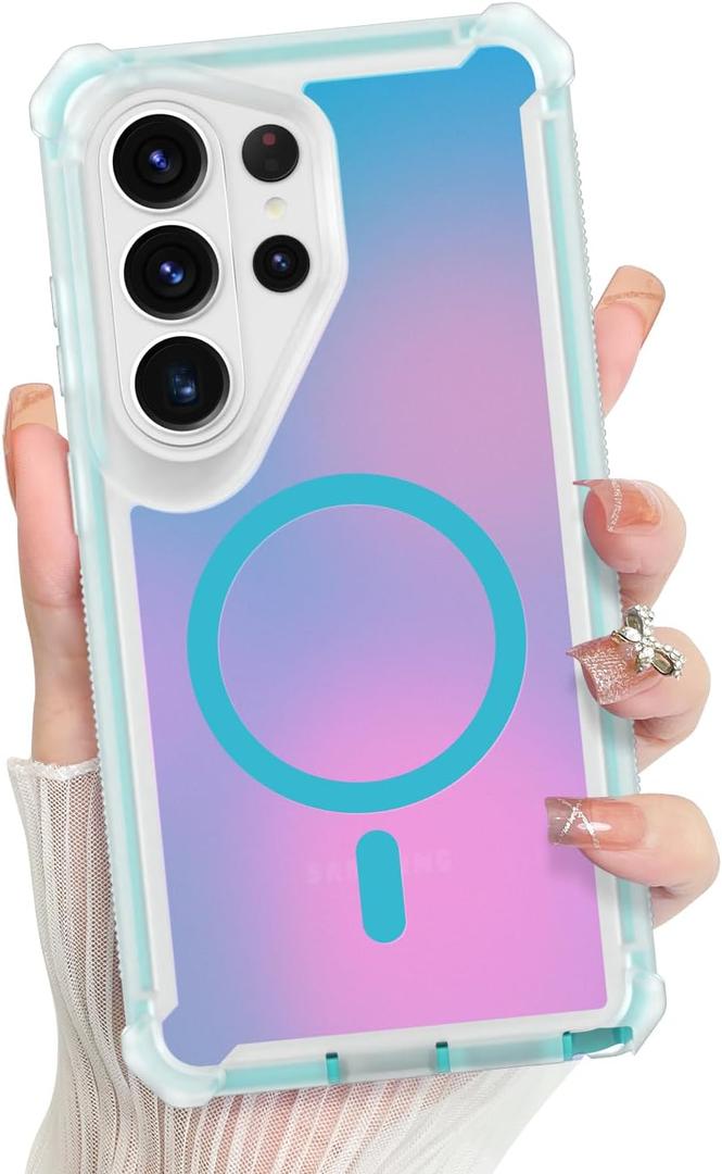 Bonoma for Samsung Galaxy S26 Ultra Case, Iridescent Back, Magnetic Support for MagSafe Shockproof Cover, Crystal and Corner High-Duty Protection for Girls Women -Green