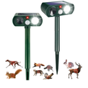 2 Pack Solar Animal Repellent Ultrasonic Outdoor Cat Deer Repellent with Motion Detection & Flashing Light,Squirrel Racoon Fortress Pro Animal Deterrent Devices for Rabbit Fox Skunk Out of Garden Yard