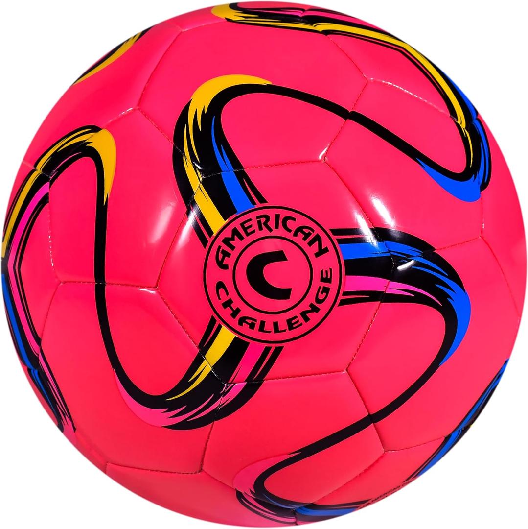 American Challenge Brasilia Soccer Ball Professional Training Soccer Ball for Grass Fields Durable TPU Machine Stitched Soccer Balls Sizes 2, 3, 4 & 5 Outdoor Practice & Match Play
